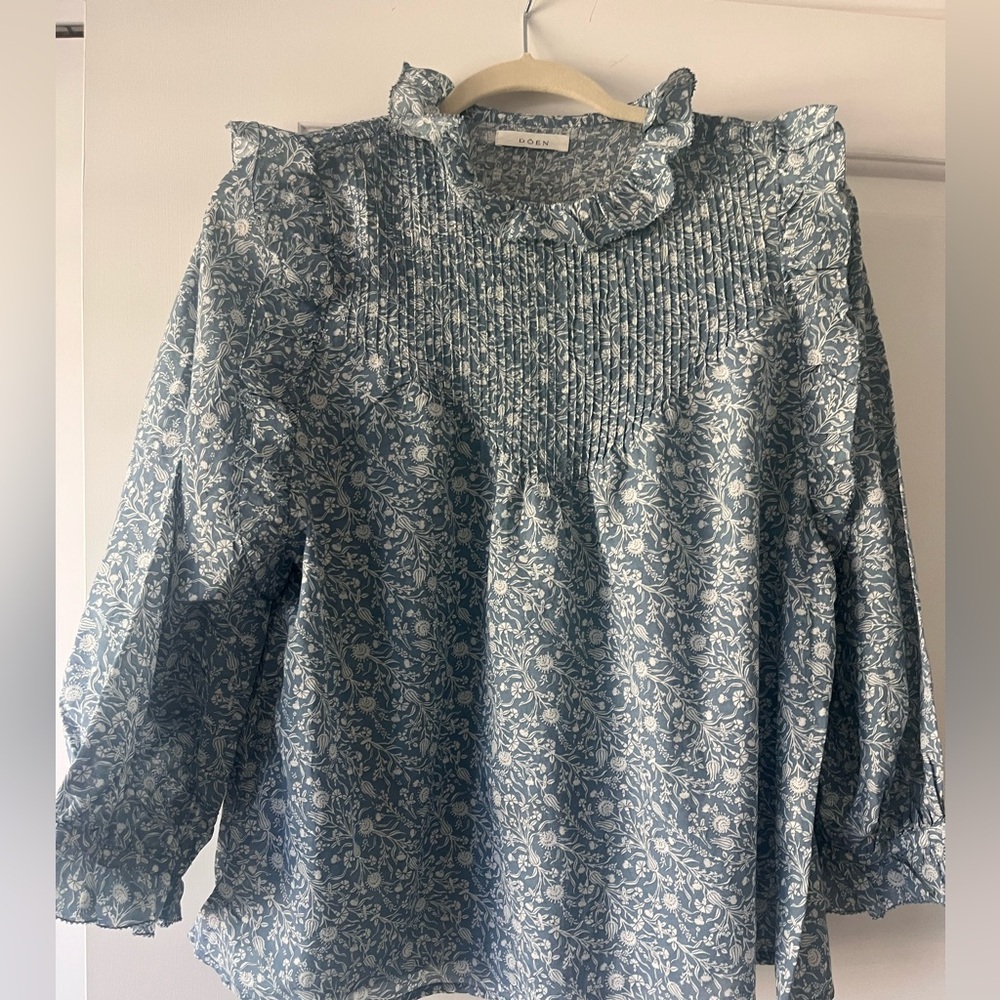 DÔEN Blue Floral Blouse